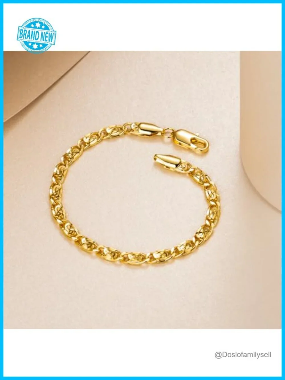 14K Gold Plated Cuban Chain Link Bracelet Dainty for Women